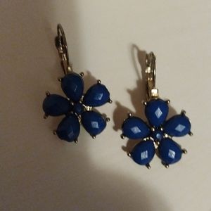 Vintage  Earrings - Blue Flowers